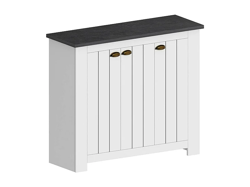 Schuhregal Dcigarin, platzsparendes Schuhregal mit 3 Türen, multifunktionale Eingangsgarderobe, 114x42h100 cm, WeiÃŸ und Schiefer