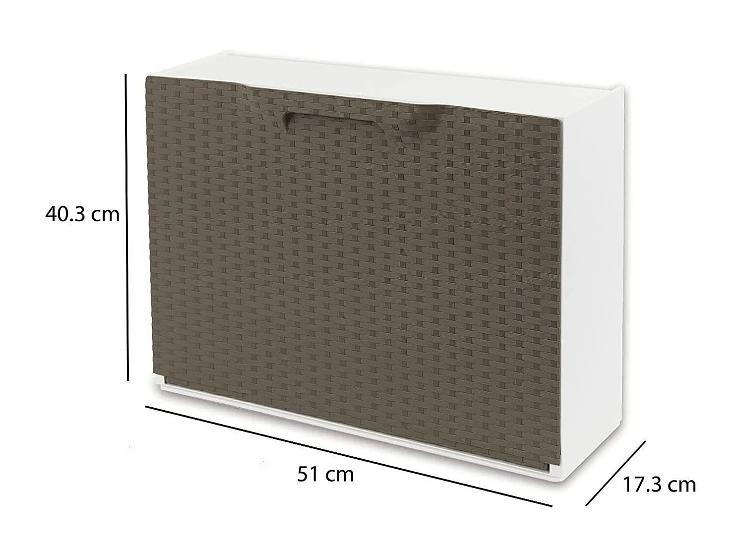 Sapateira Darmitan, Sapateira que economiza espaço, Sapateira de entrada, Sapateira de 1 porta, 100% Made in Italy, 51x17h40 cm, Tortora e Bianco