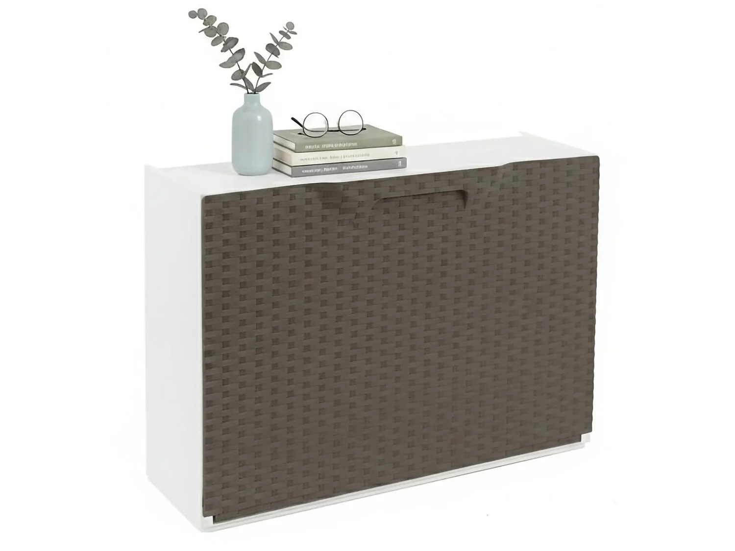 Sapateira Darmitan, Sapateira que economiza espaço, Sapateira de entrada, Sapateira de 1 porta, 100% Made in Italy, 51x17h40 cm, Tortora e Bianco