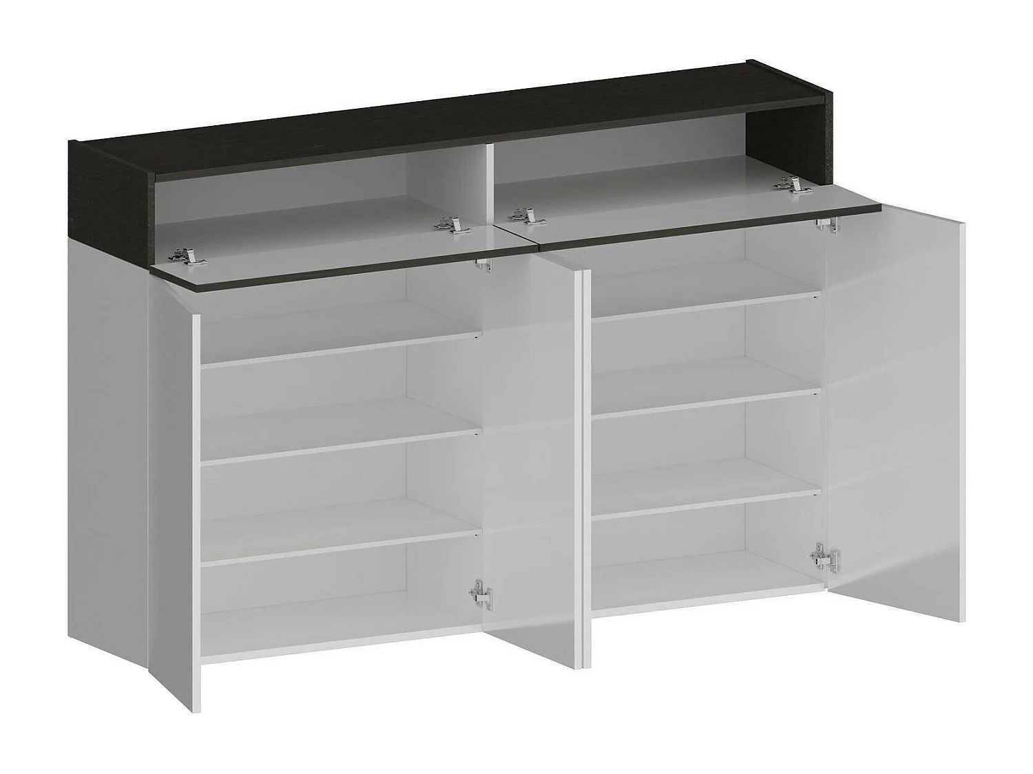 Étagère à chaussures Nadir, meuble à chaussures peu encombrant à 6 portes, armoire d'entrée multifonctionnelle, 154x38h100 cm, Blanc et Ardoise