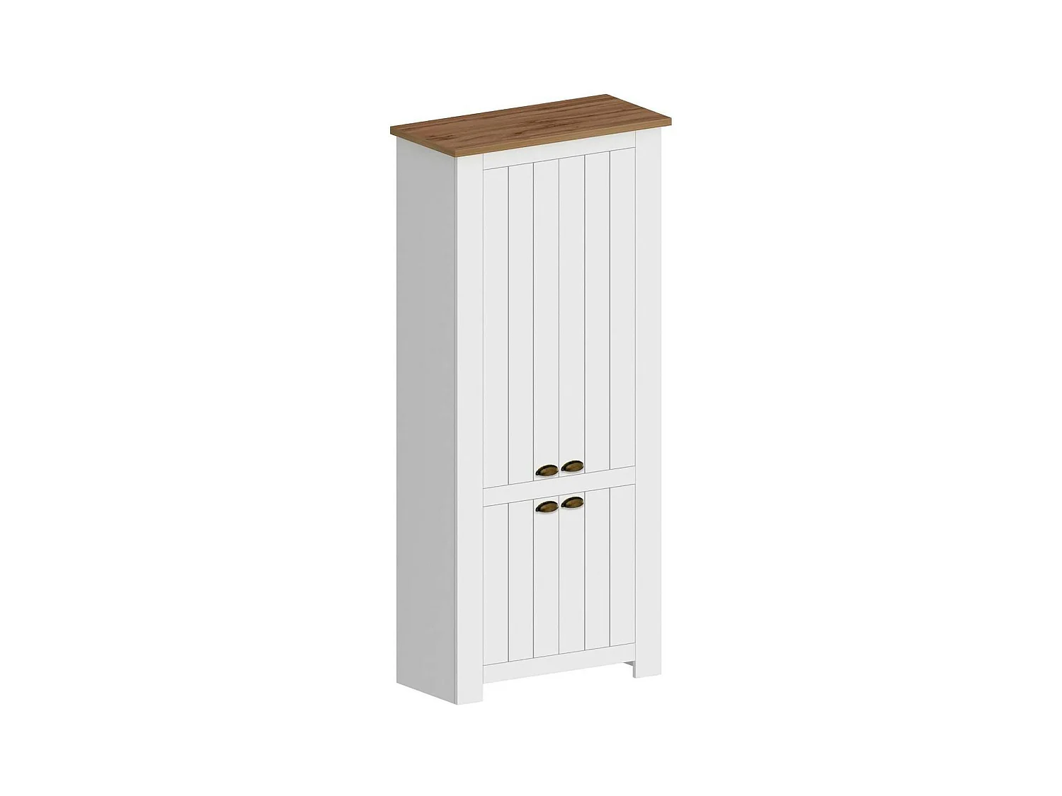 Schoenenrek Dcicerell, PoRta 4-deurs ruimtebesparende schoenen, Multifunctionele entreekast, 84x42h200 cm, Wit en Eiken