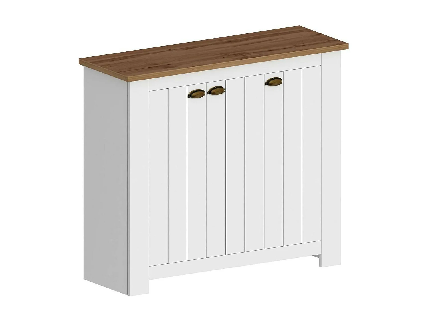 Dcigarin Schoenenrek, 3-deurs Ruimtebesparend Schoenenrek, Multifunctionele entreekast, 114x42h100 cm, Wit en Eiken