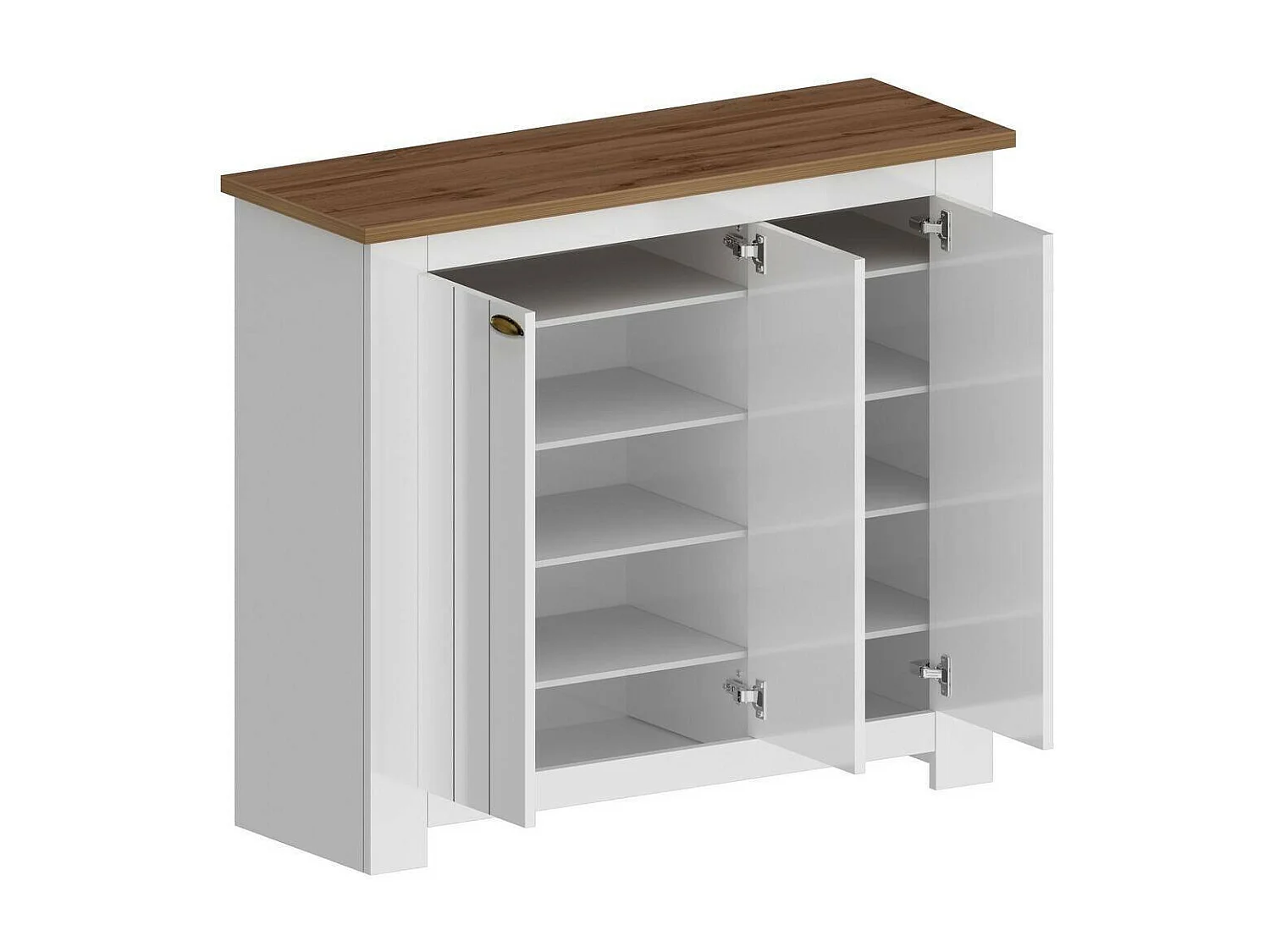 Dcigarin Schoenenrek, 3-deurs Ruimtebesparend Schoenenrek, Multifunctionele entreekast, 114x42h100 cm, Wit en Eiken