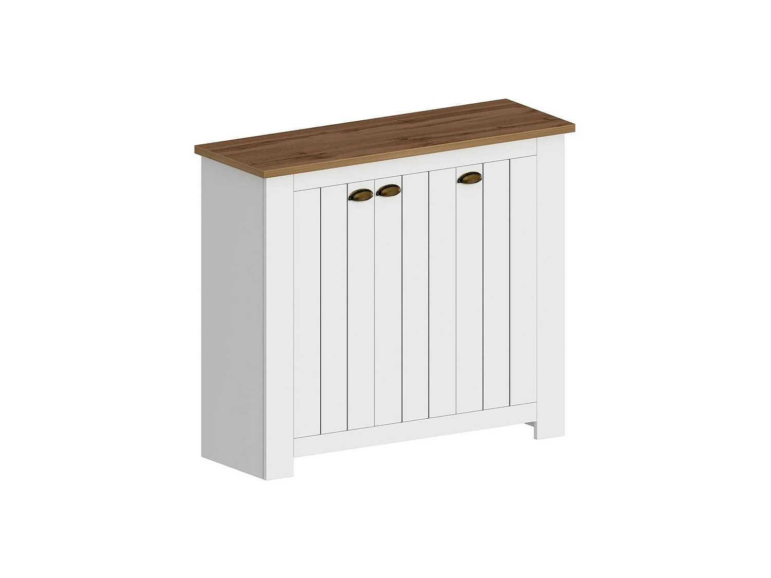 Étagère à chaussures Tolomeo, étagère à chaussures peu encombrante avec 3 portes, armoire d'entrée multifonctionnelle, 114x42h100 cm, Blanc et Chêne