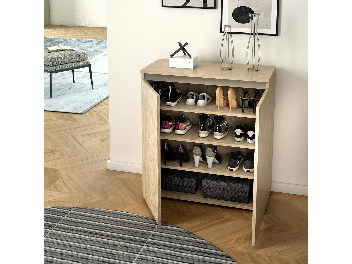 Dmora - Scarpiera Astrina, 80x37h102 cm, Olmo