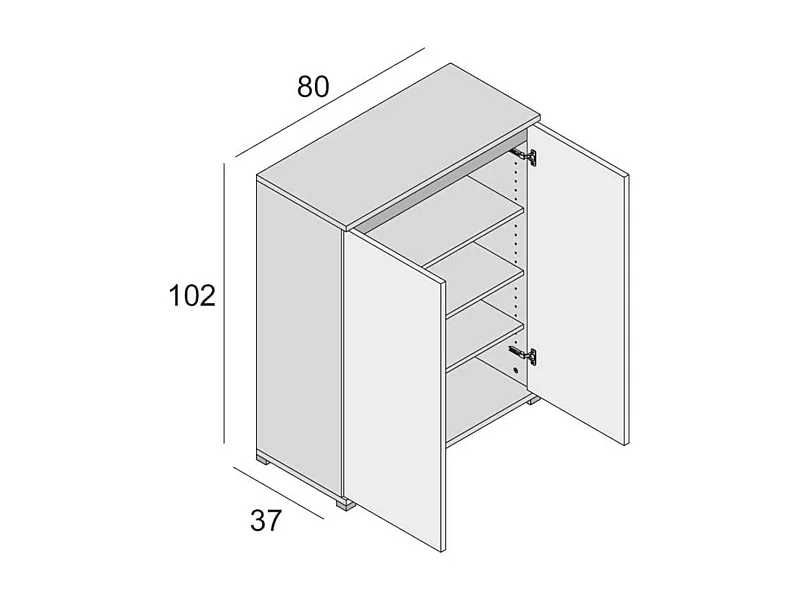 Db-schoenmakAllarin, Multifunctionele meubel, ruimtebesparende schoenenrek met 2 deuren, Opbergkast met planken, 100% Made in Italy, 80x37h102 cm, Olmo