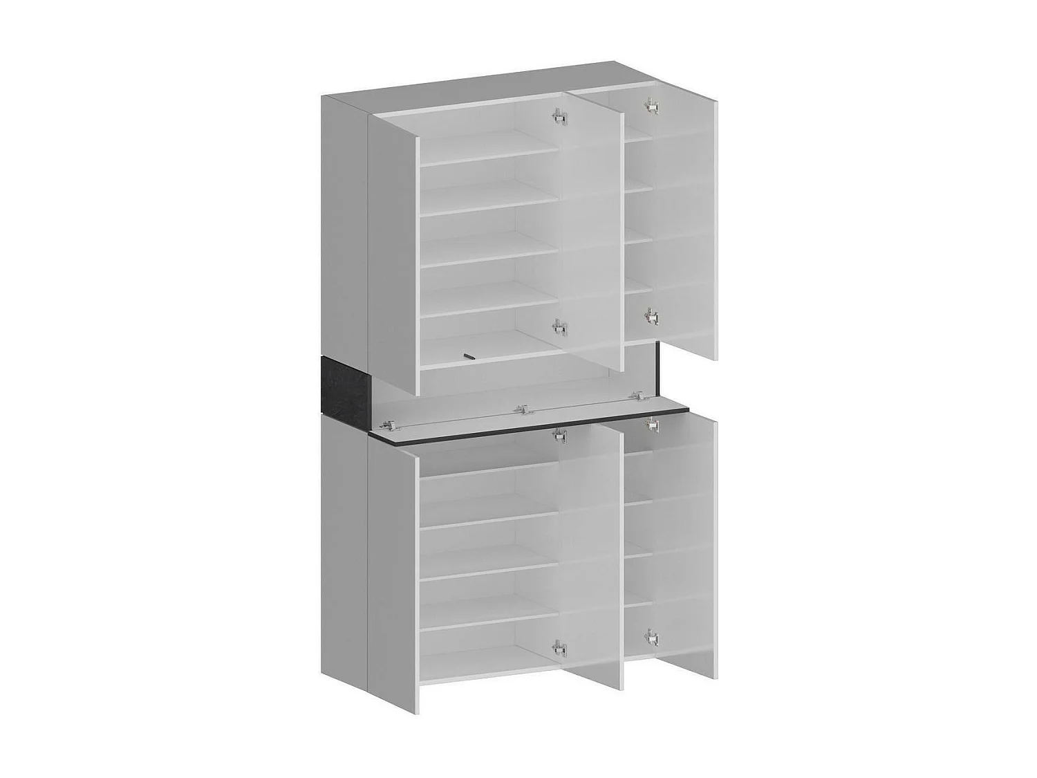 Étagère à chaussures Marzio, étagère à chaussures peu encombrante à 7 portes, armoire d'entrée multifonctionnelle, 114x38h200 cm, Blanc et Ardoise