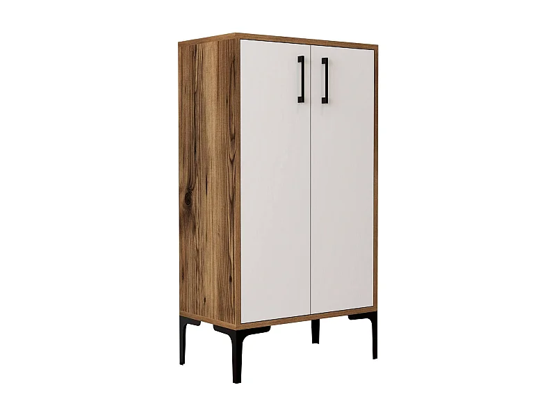 Schuhschrank Dmarrull, Schuhregal, Mehrzweck-Eingangsgarderobe, Möbel für Schuhe, 60x35h111 cm, Walnuss und WeiÃŸ