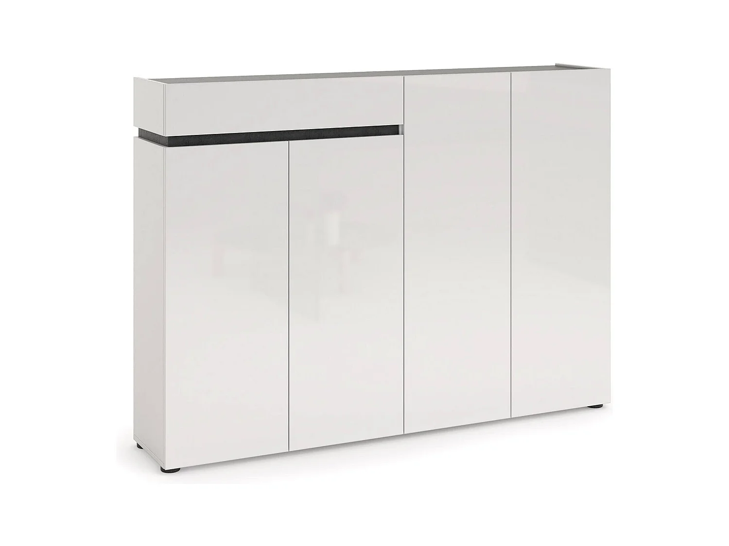 Dmora - Scarpiera Speranza, 160x34h115 cm, Bianco lucido e Antracite