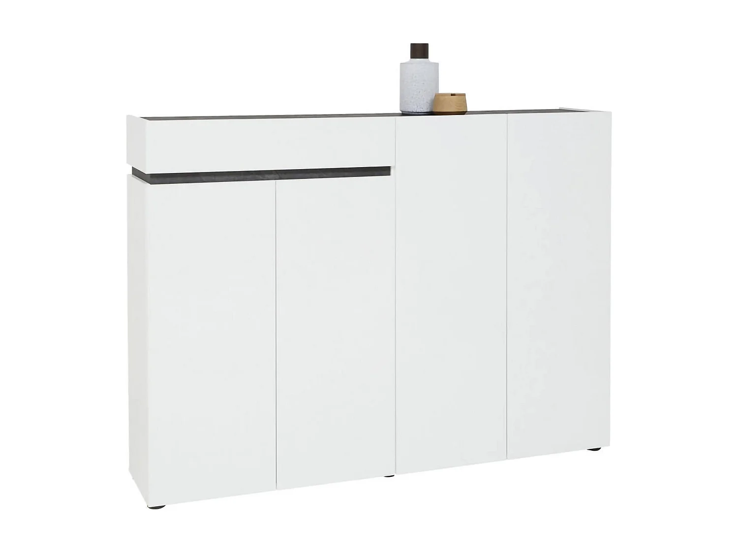Scarpiera Speranza, Mobile portascarpe, Armadio da ingresso multiuso, Mobiletto per calzature, Made in Italy, 160x34h115 cm, Bianco lucido e Antracite