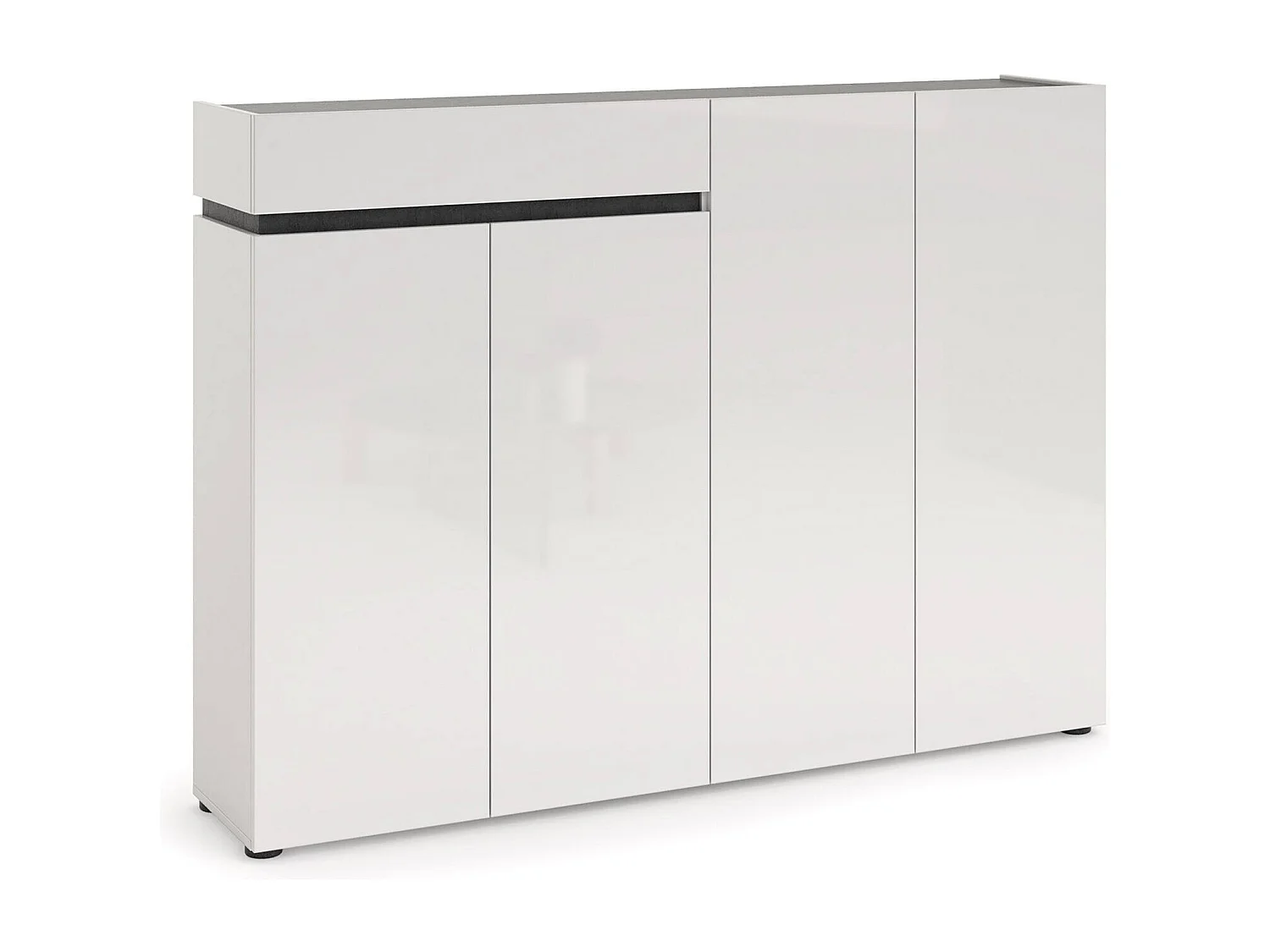 Scarpiera Speranza, Mobile portascarpe, Armadio da ingresso multiuso, Mobiletto per calzature, Made in Italy, 160x34h115 cm, Bianco lucido e Antracite