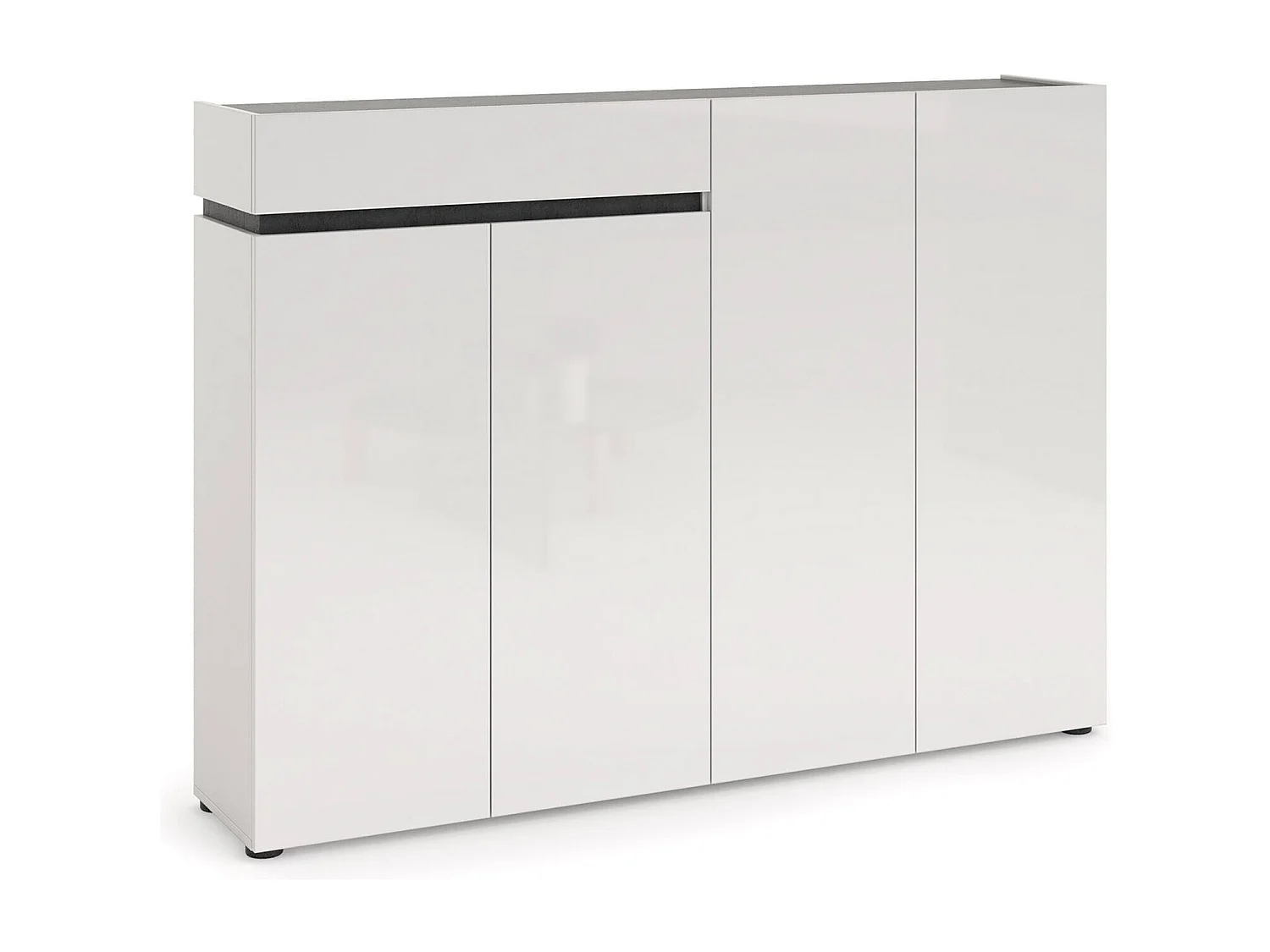 Scarpiera Speranza, Mobile portascarpe, Armadio da ingresso multiuso, Mobiletto per calzature, Made in Italy, 160x34h115 cm, Bianco lucido e Antracite