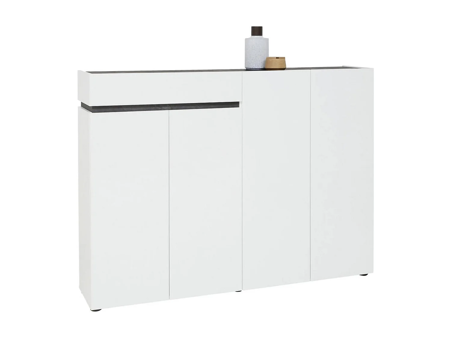 Meuble à chaussures Speranza, 38 paires fabriqué en Italie, 160x34x115h cm blanc laqué, 1 tiroir, 10 étagères