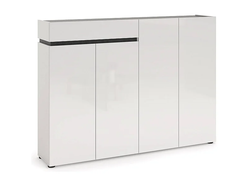 Scarpiera Speranza, un Cassetto Made in Italy, 34x160x115h cm Bianco Lucido, Mobile Portascarpe