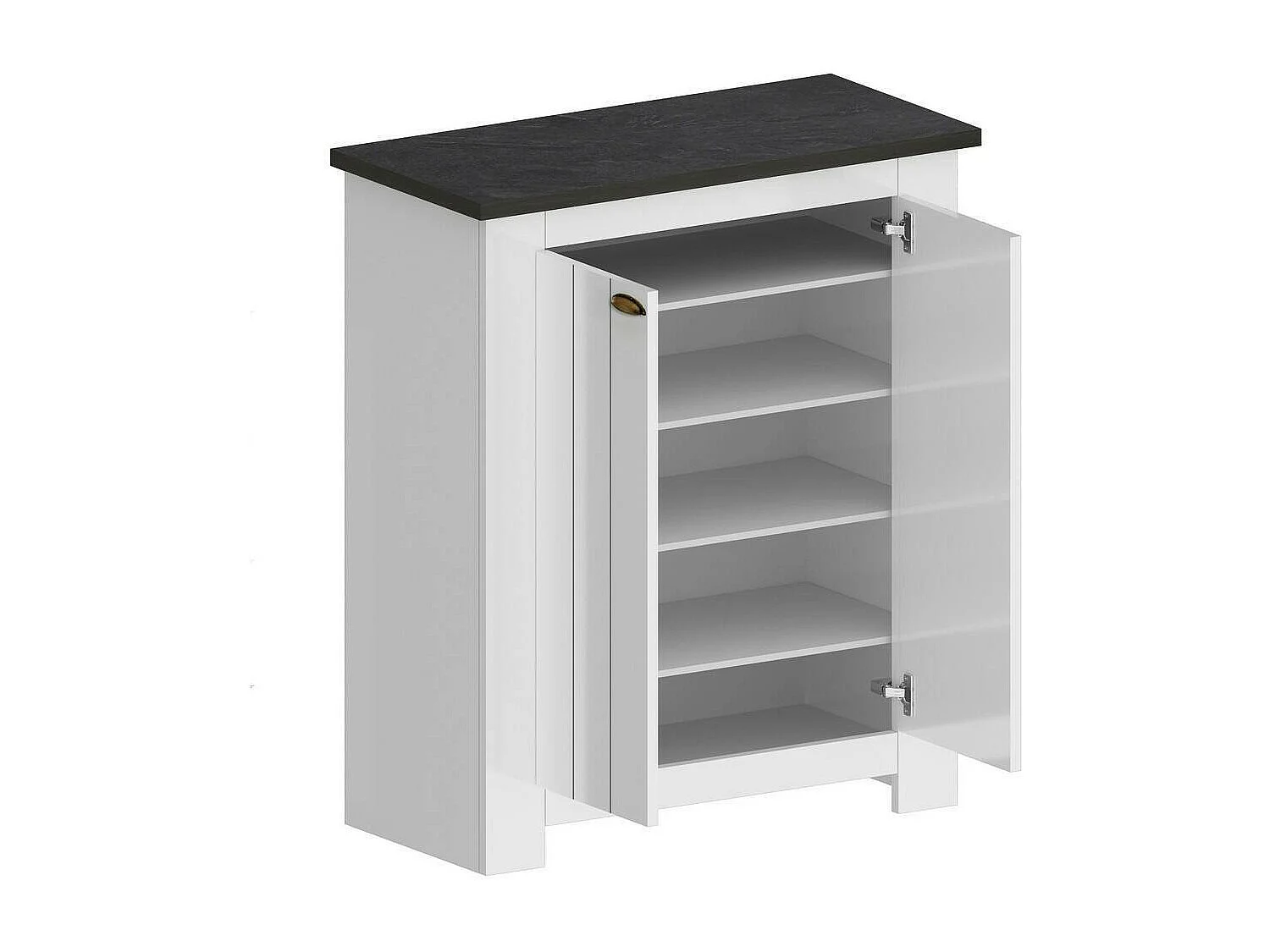 Dcittadin Schoenenrek, 2-deurs Ruimtebesparend Schoenenrek, Multifunctionele Entree Garderobe, 84x42h100 cm, Wit en Leisteen
