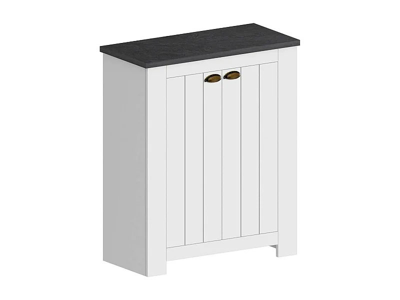 Dcittadin Schoenenrek, 2-deurs Ruimtebesparend Schoenenrek, Multifunctionele Entree Garderobe, 84x42h100 cm, Wit en Leisteen