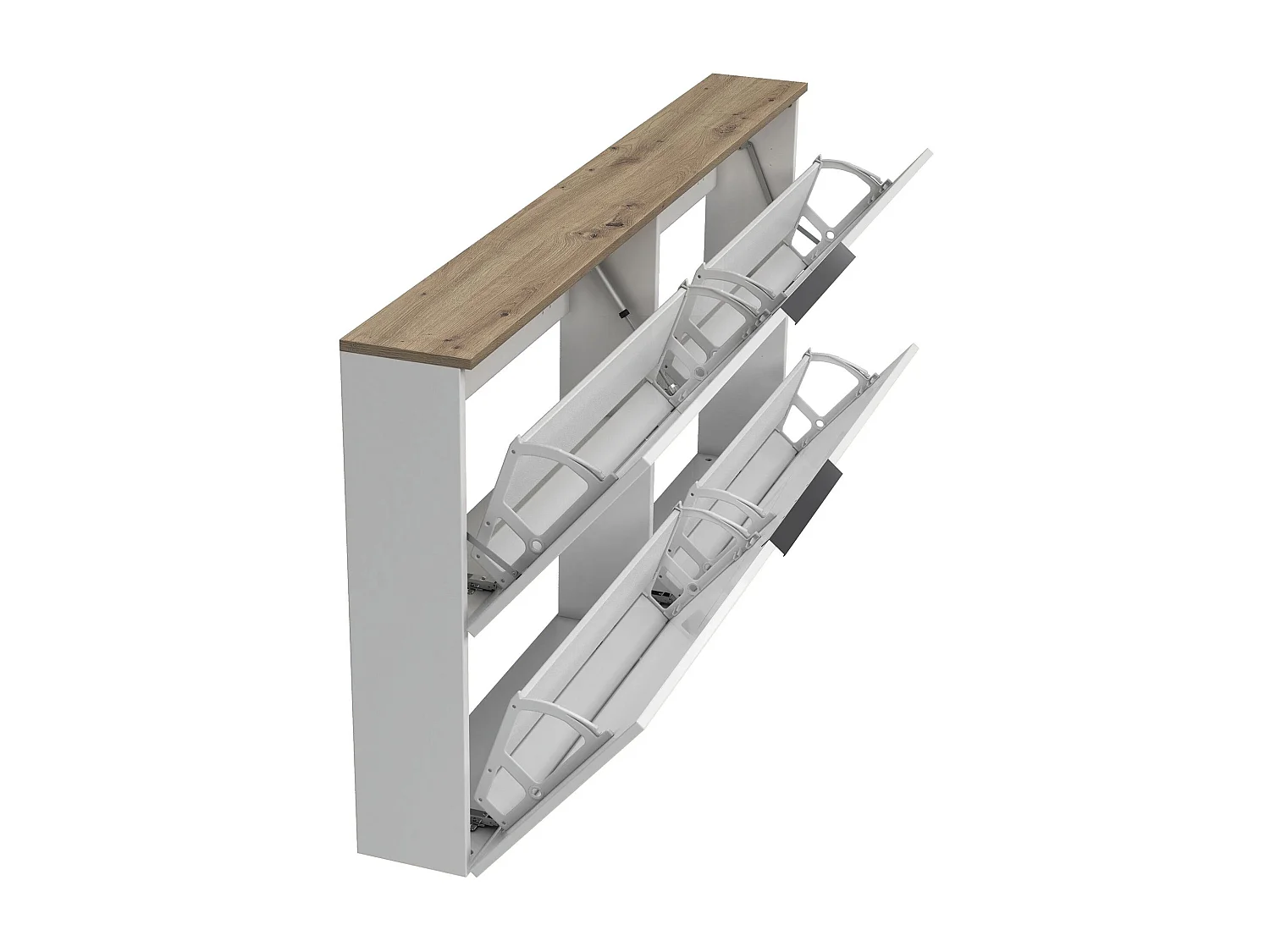 Scarpiera Achiko, 12 Paia Made in Italy, 19x160x80h cm Bianco Lucido, Mobile Portascarpe