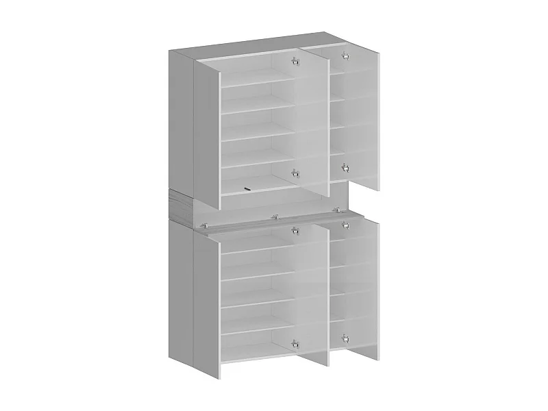 Étagère à chaussures Marzio, meuble à chaussures peu encombrant à 7 portes, armoire d'entrée multifonctionnelle, 114x38h200 cm, effet mélèze blanc