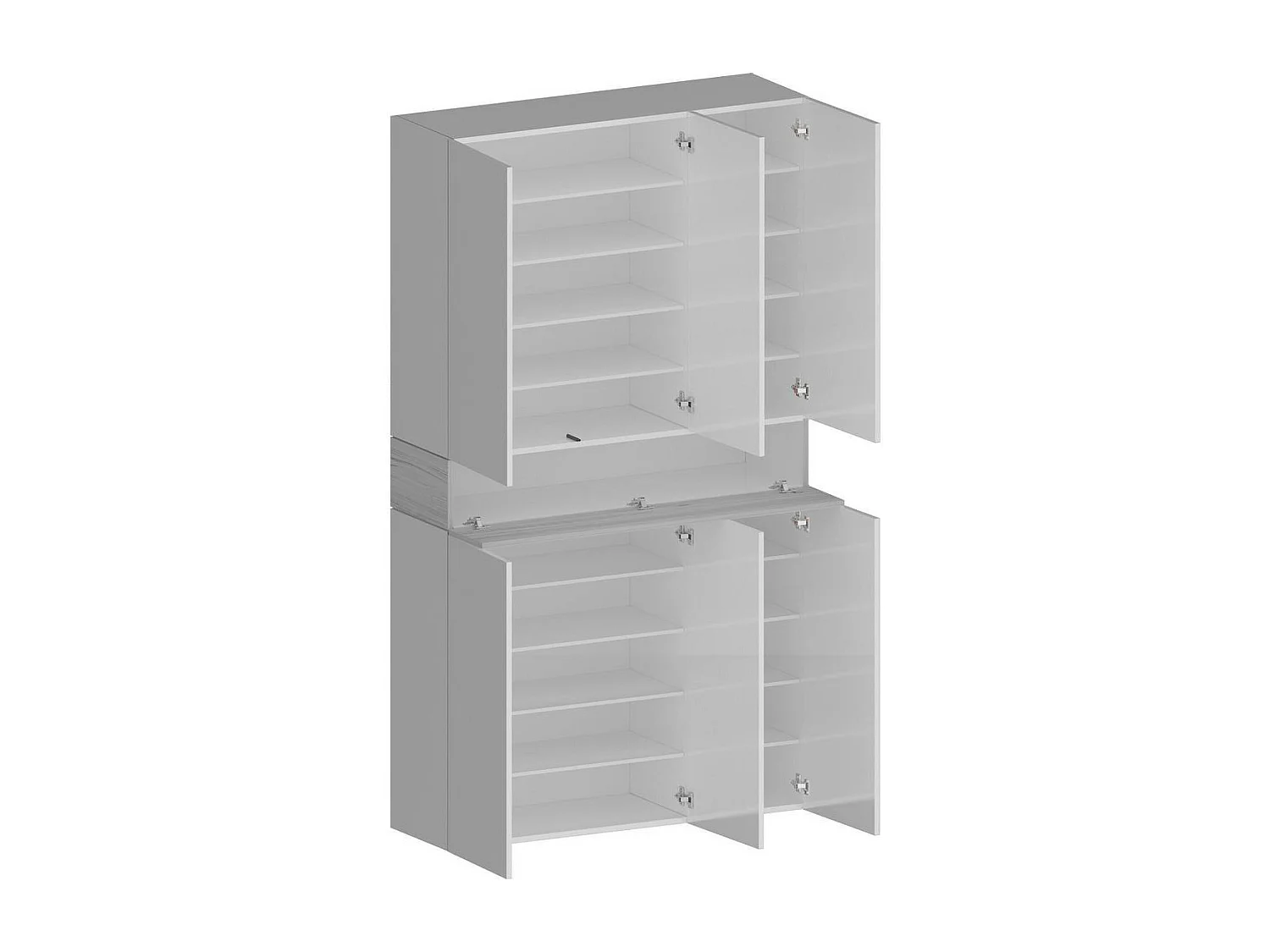 Sapateira Dcancellier, Sapateira com 7 portas, Armário de entrada multifunções, 114x38h200 cm, Efeito larício branco