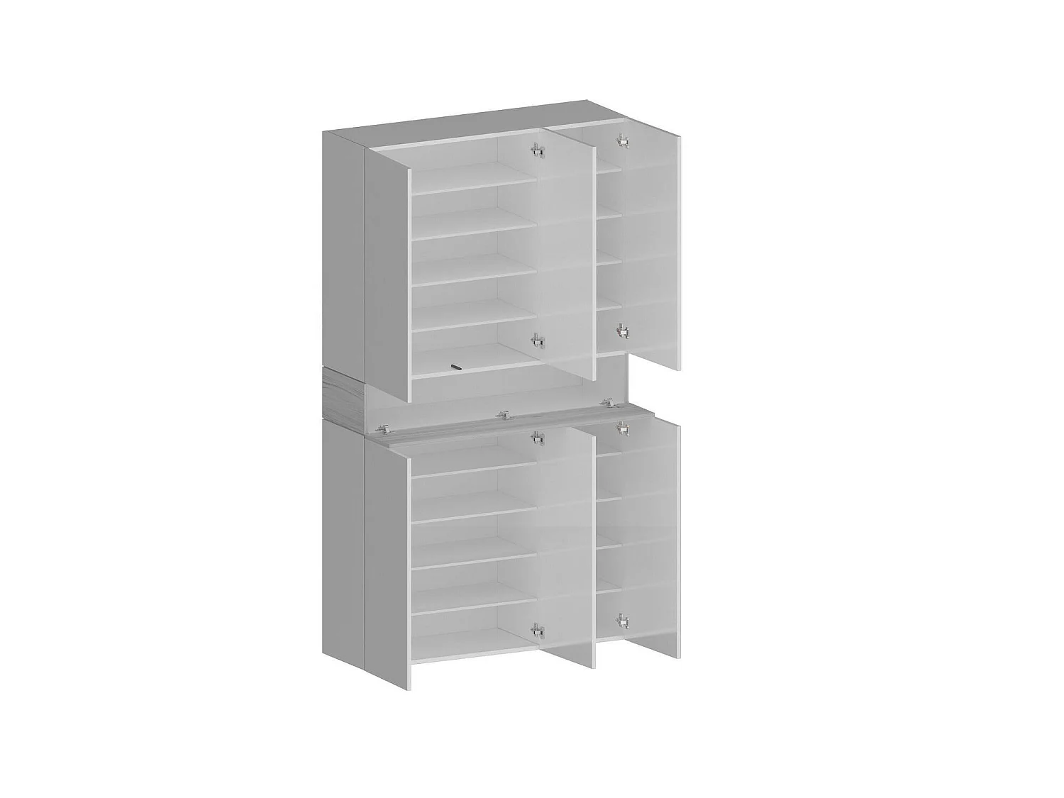 Étagère à chaussures Marzio, meuble à chaussures peu encombrant à 7 portes, armoire d'entrée multifonctionnelle, 114x38h200 cm, effet mélèze blanc