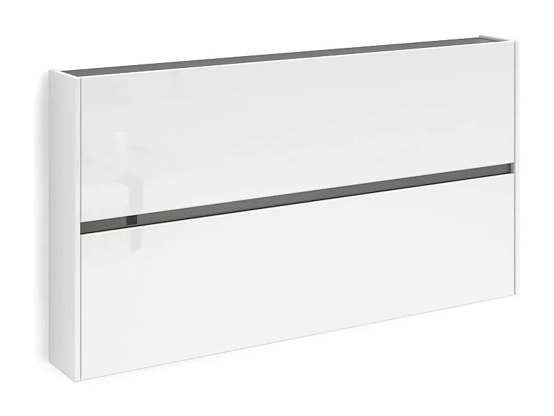 Meuble à chaussures Gaborone, Meuble à chaussures, Armoire d'entrée polyvalente, Rangement pour chaussures, Made in Italy, 160x19h85 cm, Blanc brillant