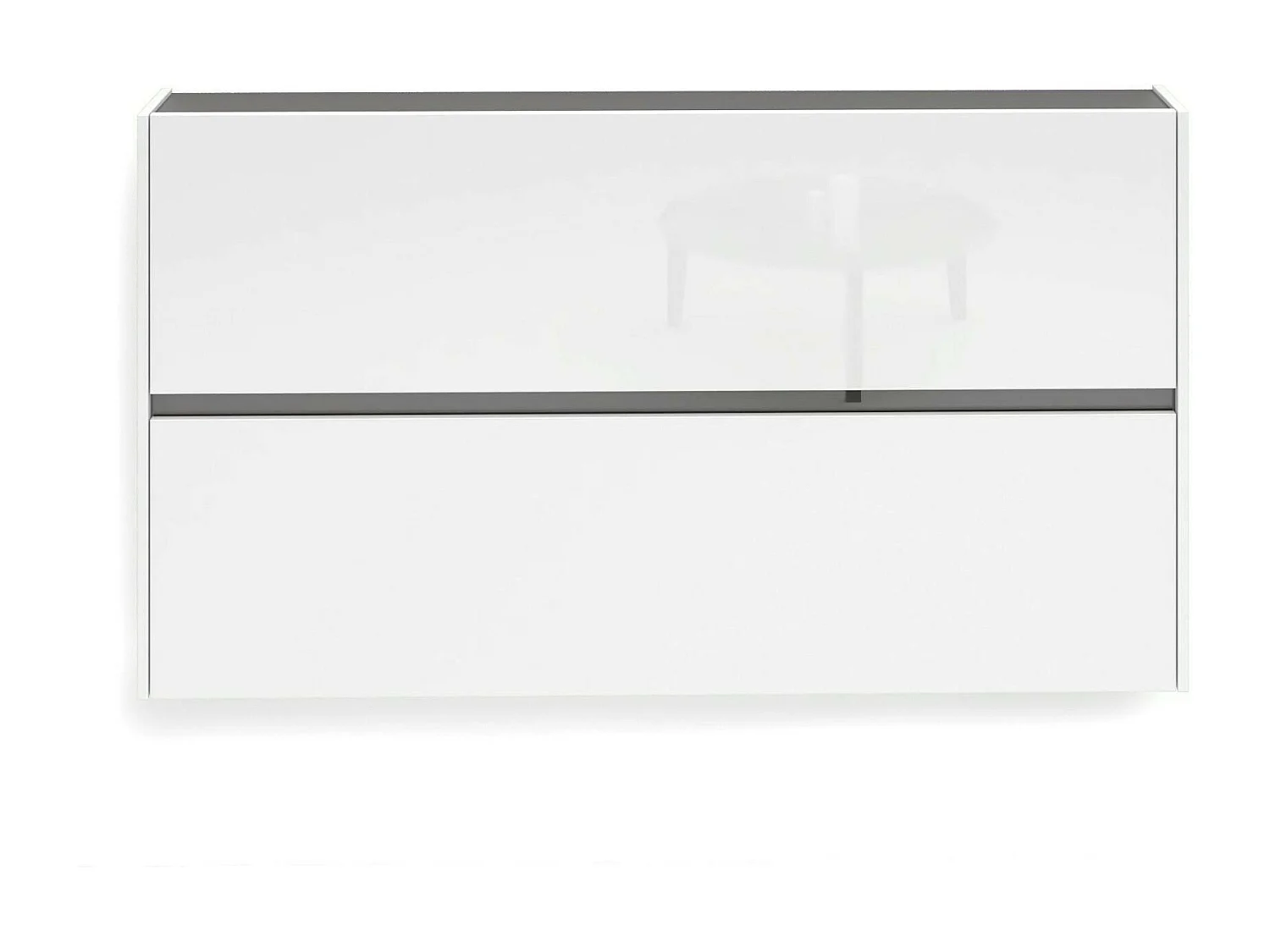 Meuble à chaussures Gaborone, Meuble à chaussures, Armoire d'entrée polyvalente, Rangement pour chaussures, Made in Italy, 160x19h85 cm, Blanc brillant