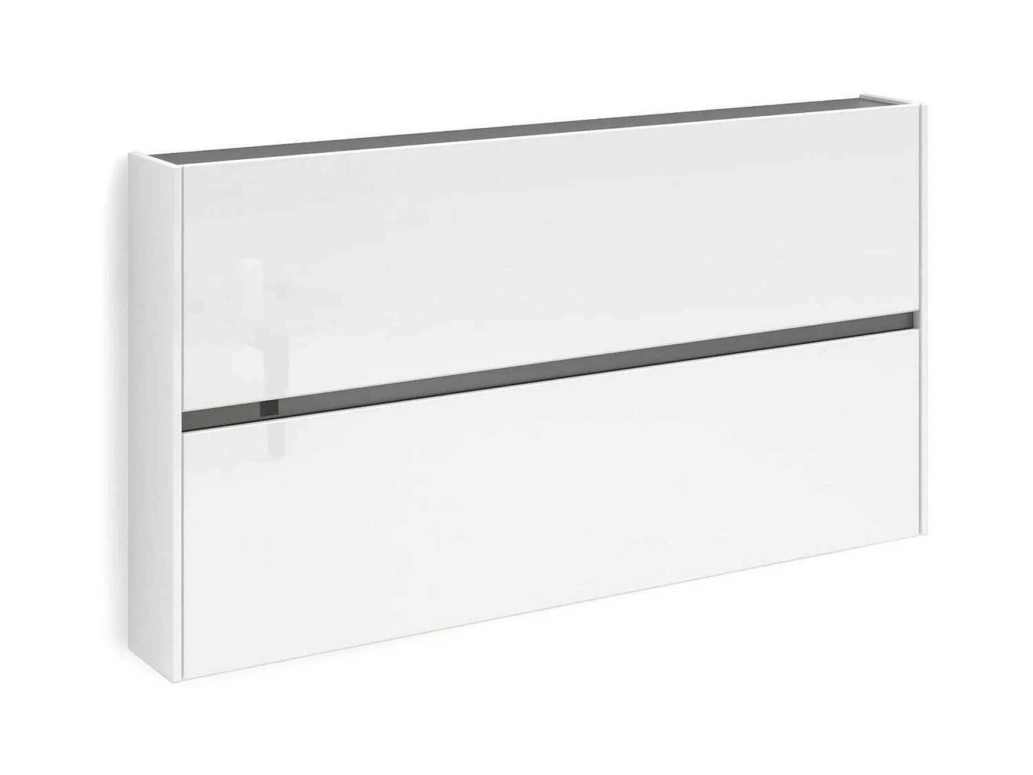 Meuble à chaussures Gaborone, Meuble à chaussures, Armoire d'entrée polyvalente, Rangement pour chaussures, Made in Italy, 160x19h85 cm, Blanc brillant