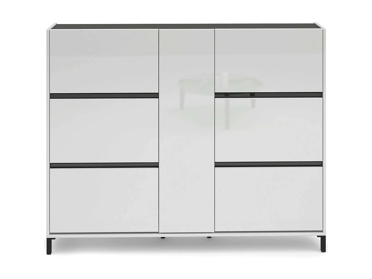 Schuhschrank Daskildse, Schuhregal, Mehrzweck-Eingangsgarderobe, Möbel für Schuhe, Made in Italy, 169x25h136 cm, Glänzendes WeiÃŸ