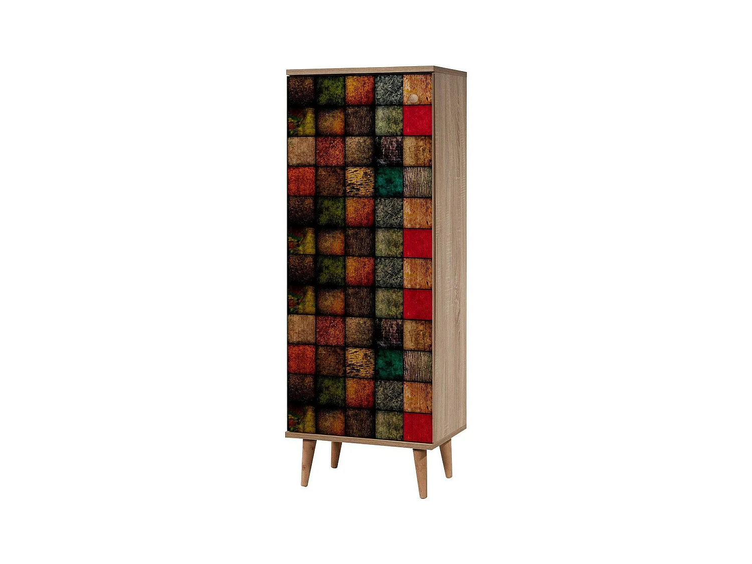 Dgran schoenenrekDin, Schoenenkast, Multifunctionele Entreekast, Schoenenkast, 50x38h135 cm, Eiken en Veelkleurig