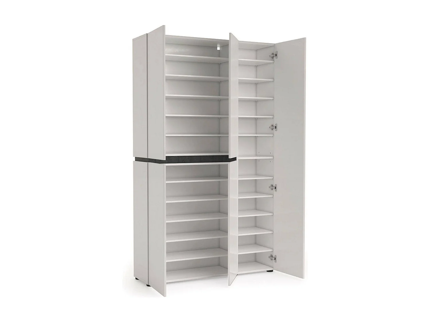 Meuble à chaussures Maseru, Meuble à chaussures, Armoire d'entrée polyvalente, Rangement pour chaussures, Made in Italy, 120x34h200 cm, Blanc brillant et anthracite