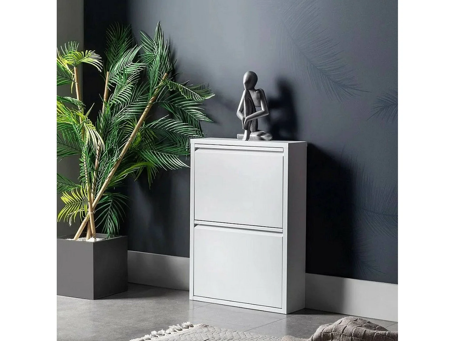 Sapateira Dabadí, Sapateira de metal,Armário de entrada multiusos,Armário para calçado, 50x15h71 cm, Branco