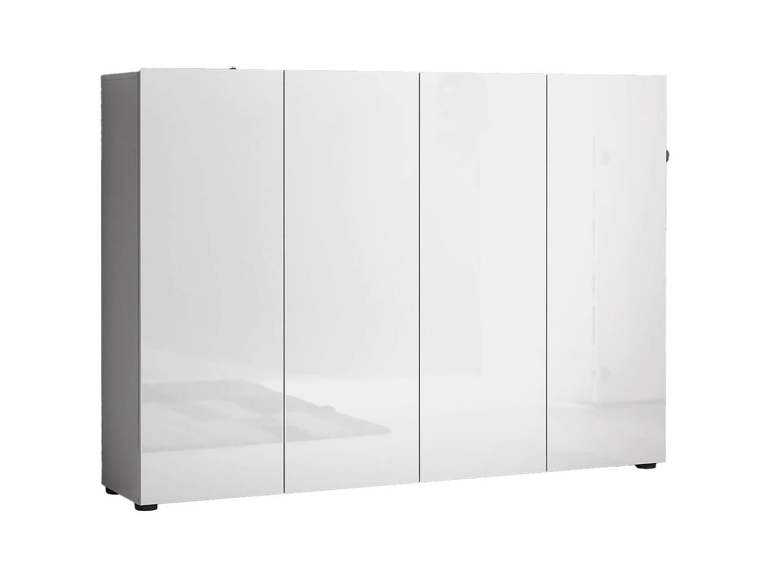 Sapateira Ddilorenz, Sapateira, Armário de entrada multiuso, Armário para calçado, Made in Italy, 160x34h115 cm, Branco brilhante