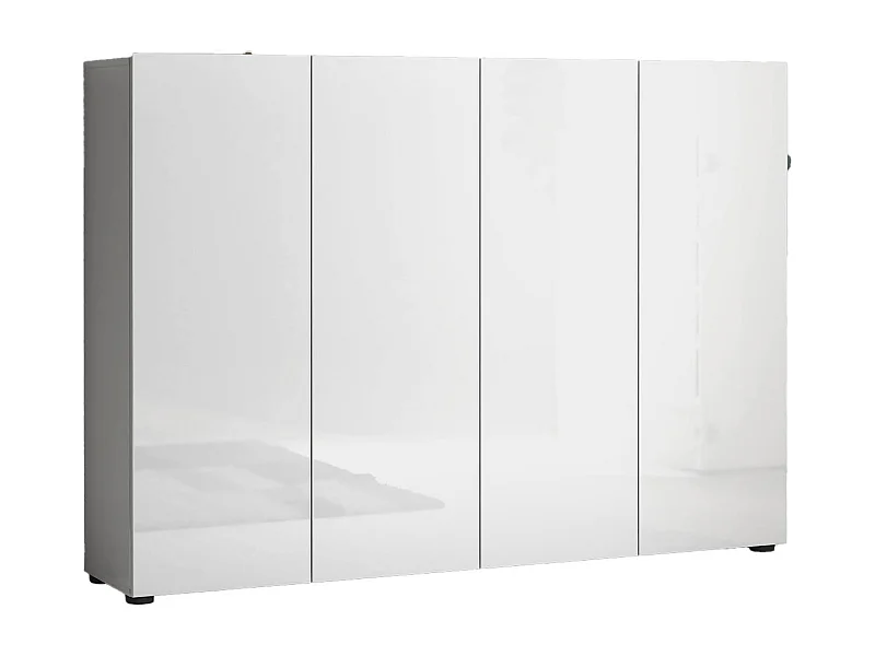 Meuble à chaussures Uitenhage, Meuble à chaussures, Armoire d'entrée polyvalente, Rangement pour chaussures, Made in Italy, 160x34h115 cm, Blanc brillant