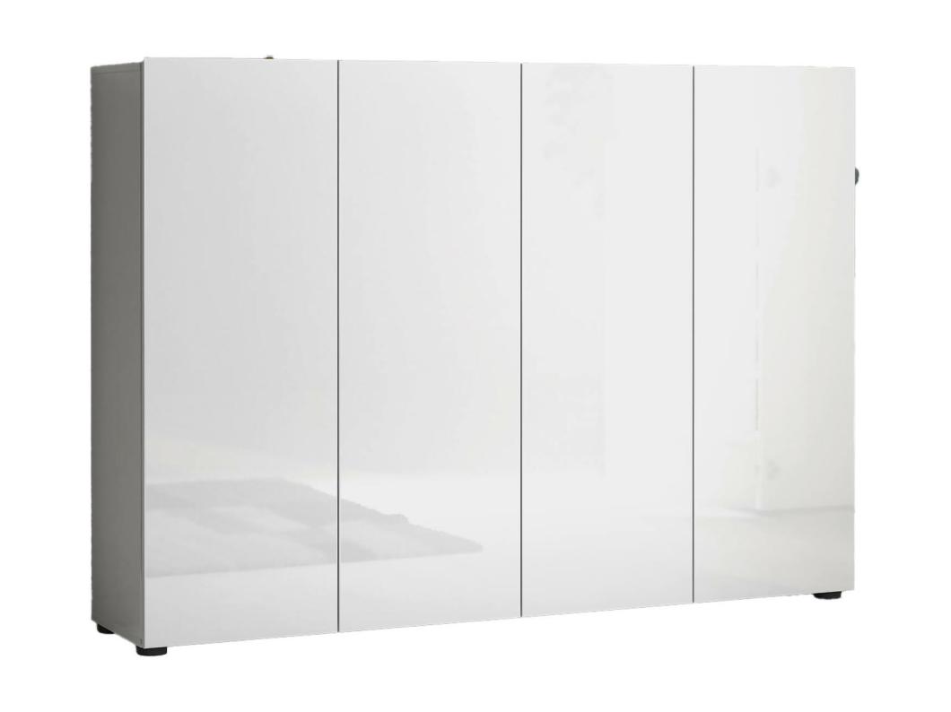 Zapatero Ddilorenz, Zapatero, Armario de entrada multiusos, Zapatero, Made in Italy, 160x34h115 cm, Blanco brillante