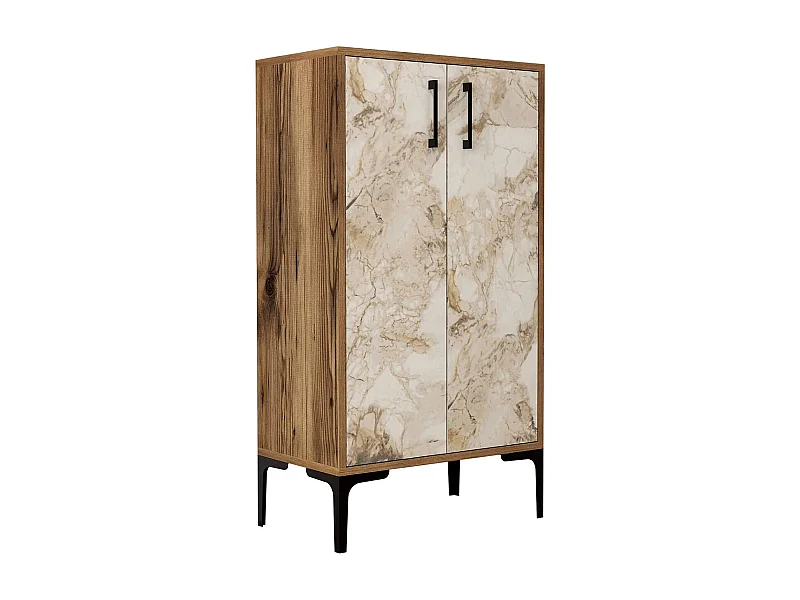 Dmarrull Schoenenrek, Schoenenkast, Multifunctionele Entreekast, Schoeiselkast, 60x35h111 cm, Walnoot en Wit