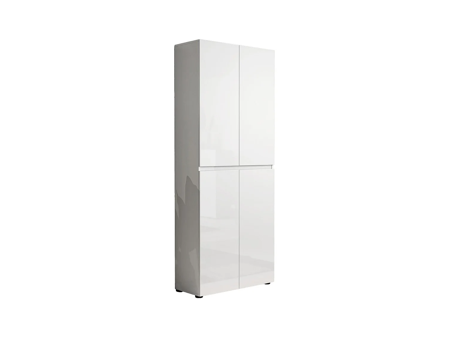 Sapateira Ddjimsit, Sapateira, Armário de entrada multiuso, Armário para calçado, Made in Italy, 80x34h200 cm, Branco brilhante