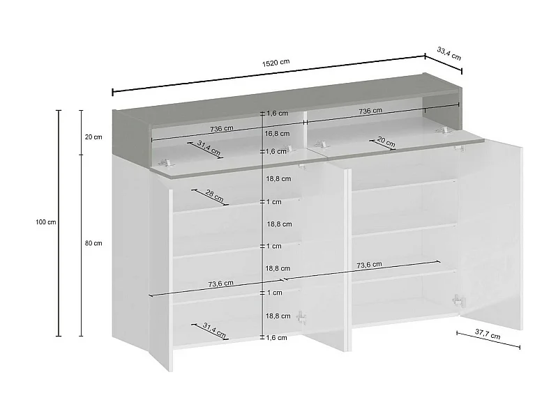 Étagère à chaussures Nadir, meuble à chaussures gain de place 6 portes, armoire d'entrée multifonctionnelle, 154x38h100 cm, effet mélèze blanc