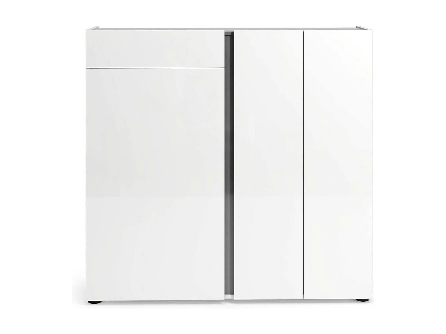 Schuhschrank Dbianchett, Schuhregal, Mehrzweck-Eingangsgarderobe, Möbel für Schuhe, Made in Italy, 120x33h115 cm, Glänzendes WeiÃŸ und Anthrazit