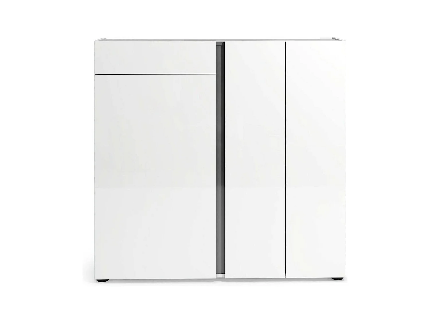 Zapatero Ilda, Mueble para Zapatos con Cajón, Made in Italy, 33x120x115h cm Blanco Brillante
