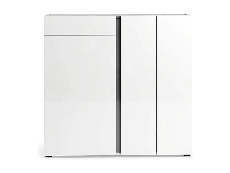 Zapatero Dbianchett, Zapatero, Armario de entrada multiusos, Zapatero, Made in Italy, 120x33h115 cm, Blanco brillante y Antracita