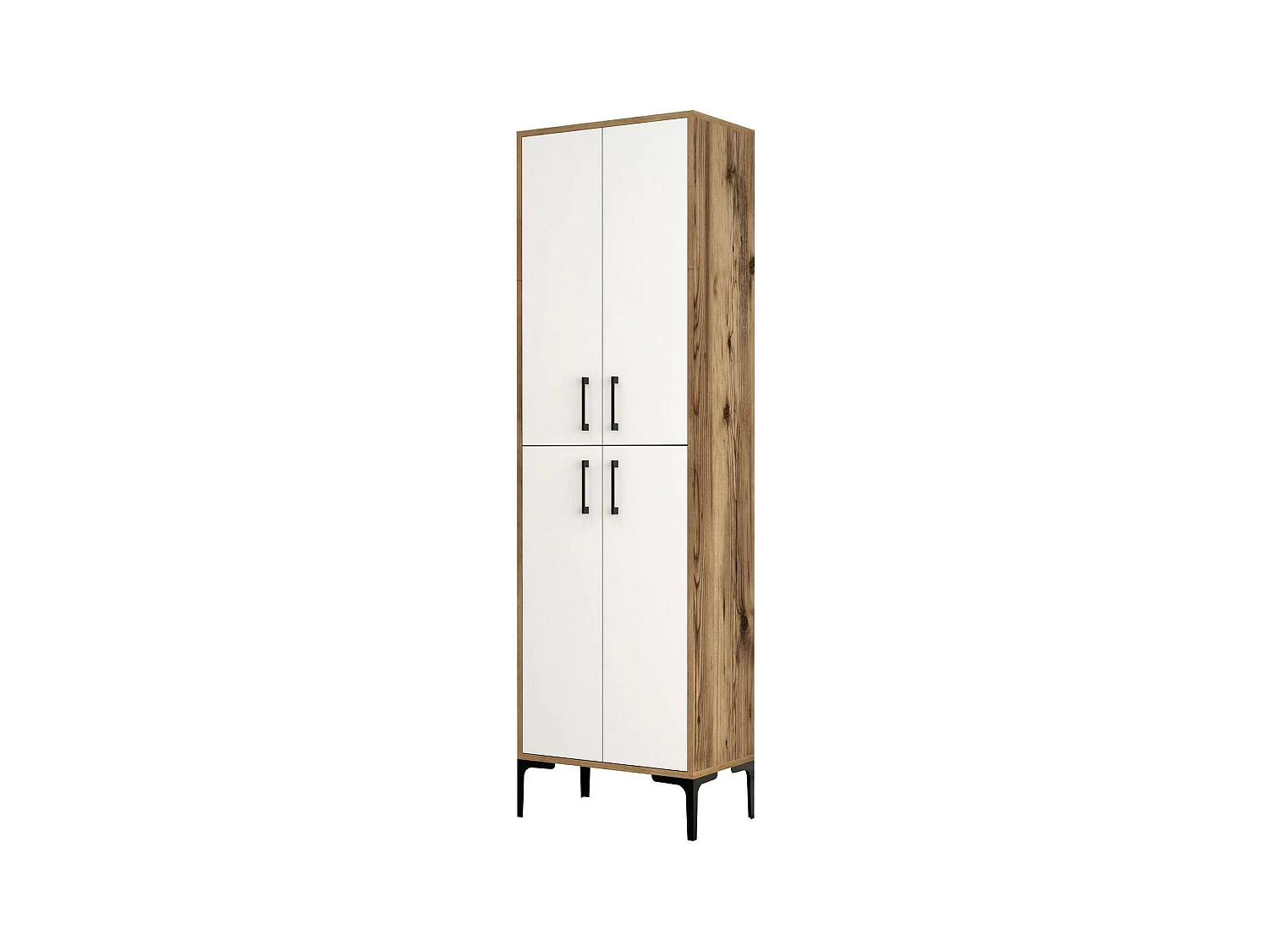 Meuble à chaussures Mimosa, Meuble à chaussures, Armoire d'entrée polyvalente, Rangement pour chaussures, 60x35h200 cm, Noyer et Blanc