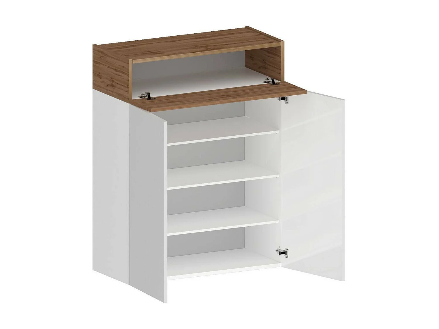 Oliviero Schoenenrek, 3-deurs Ruimtebesparend Schoenenrek, Multifunctionele Entree Garderobe, 76x38h100 cm, Wit en Eiken