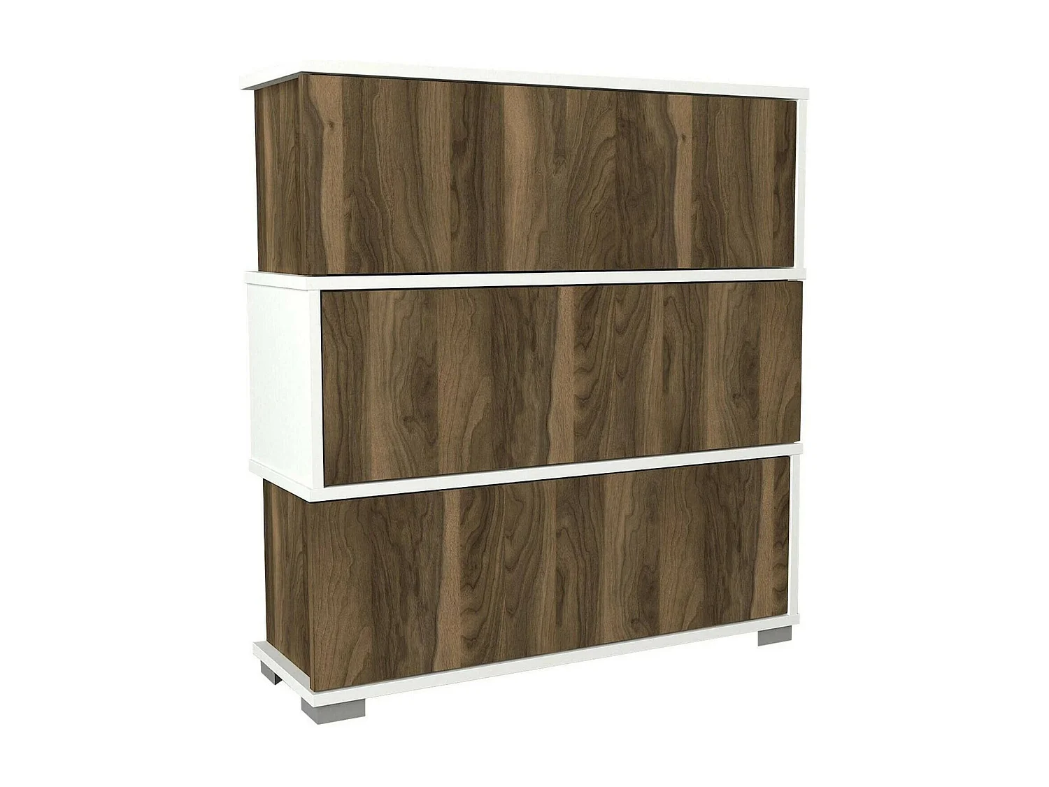 Meuble à chaussures Baten, Meuble à chaussures, Armoire d'entrée polyvalente, Rangement pour chaussures, 90x30h93 cm, Blanc et Noyer
