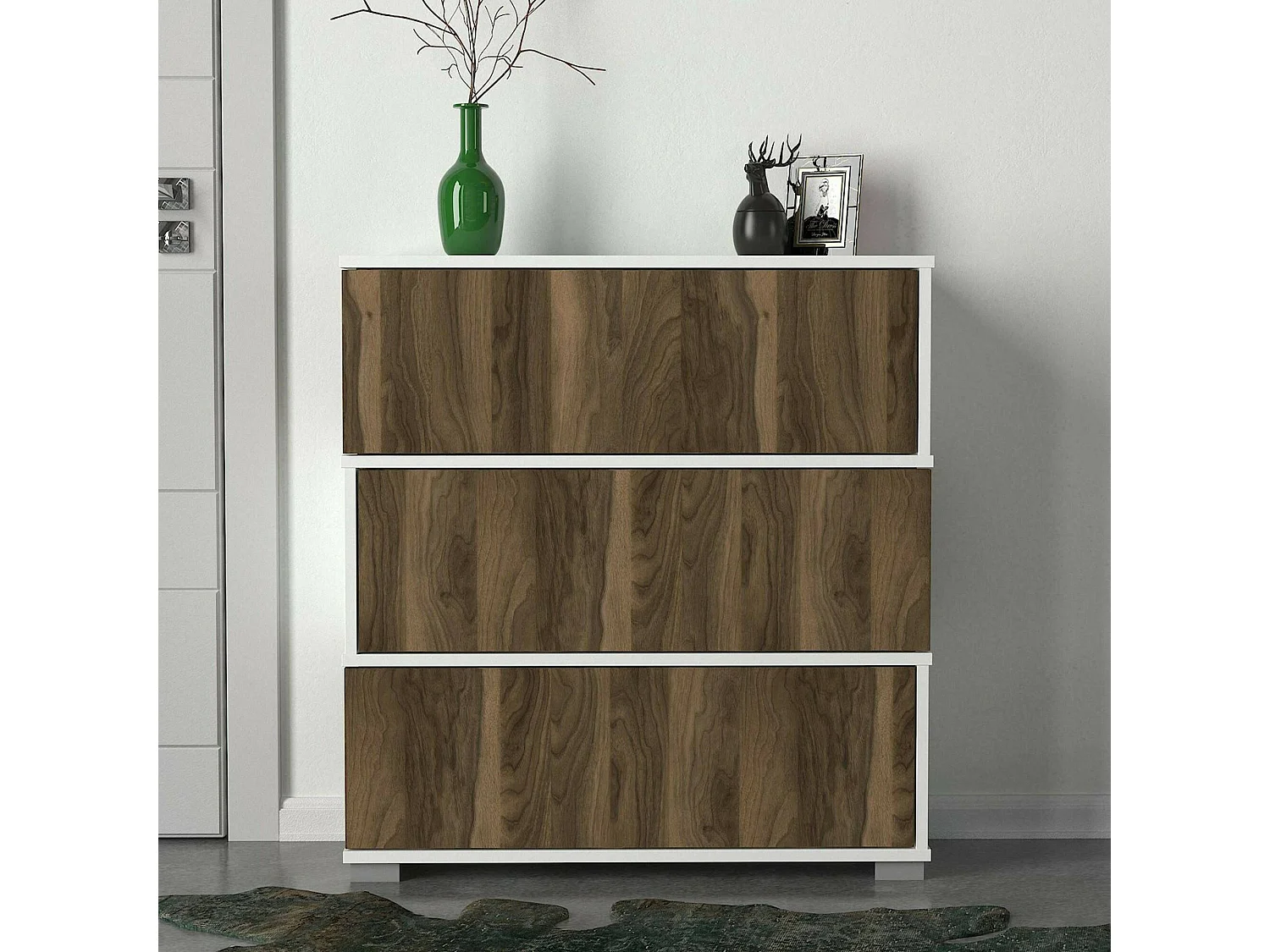 Scarpiera Astrubale, 18 Paia, 30x90x93h cm Bianco, Mobile Portascarpe