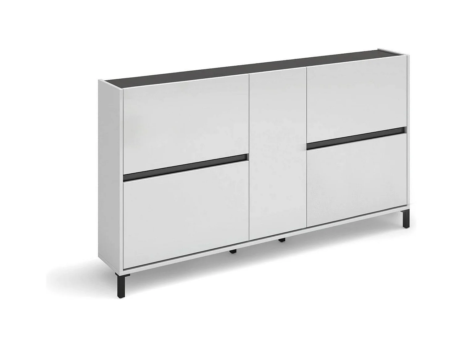 ScarpierIn Darnautovi, schoenenrek, multifunctionele entree, schoenenmeubel, Made in Italy, 169x25h94 cm, glanzend wit