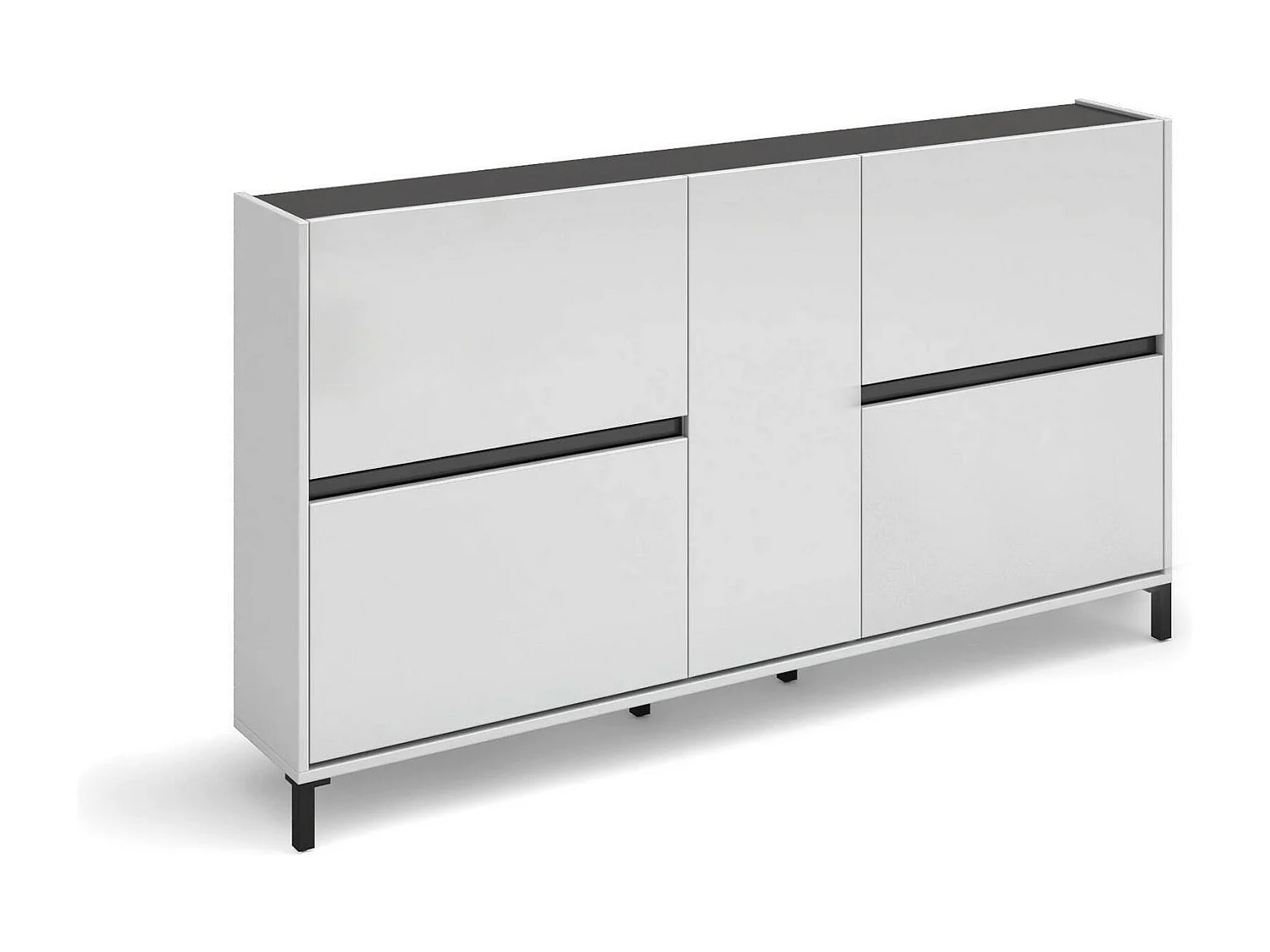 Schuhschrank Darnautovi, Schuhregal, Mehrzweck-Eingangsgarderobe, Möbel für Schuhe, Made in Italy, 169x25h94 cm, Glänzendes WeiÃŸ