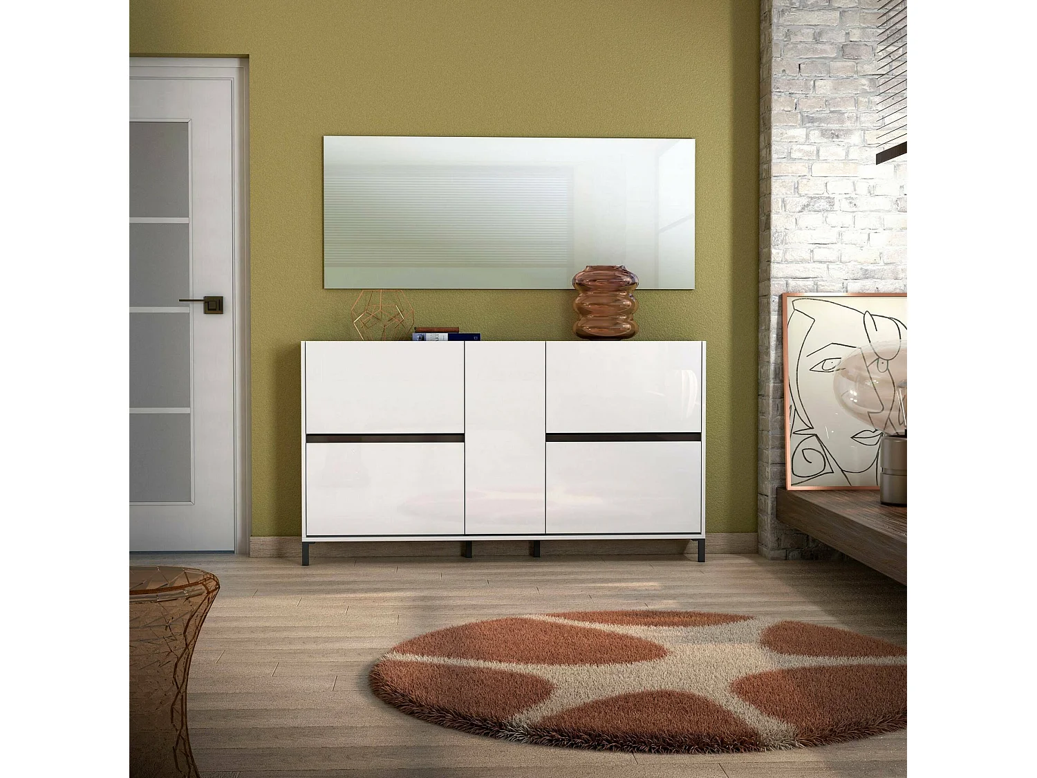 Schuhschrank Darnautovi, Schuhregal, Mehrzweck-Eingangsgarderobe, Möbel für Schuhe, Made in Italy, 169x25h94 cm, Glänzendes WeiÃŸ