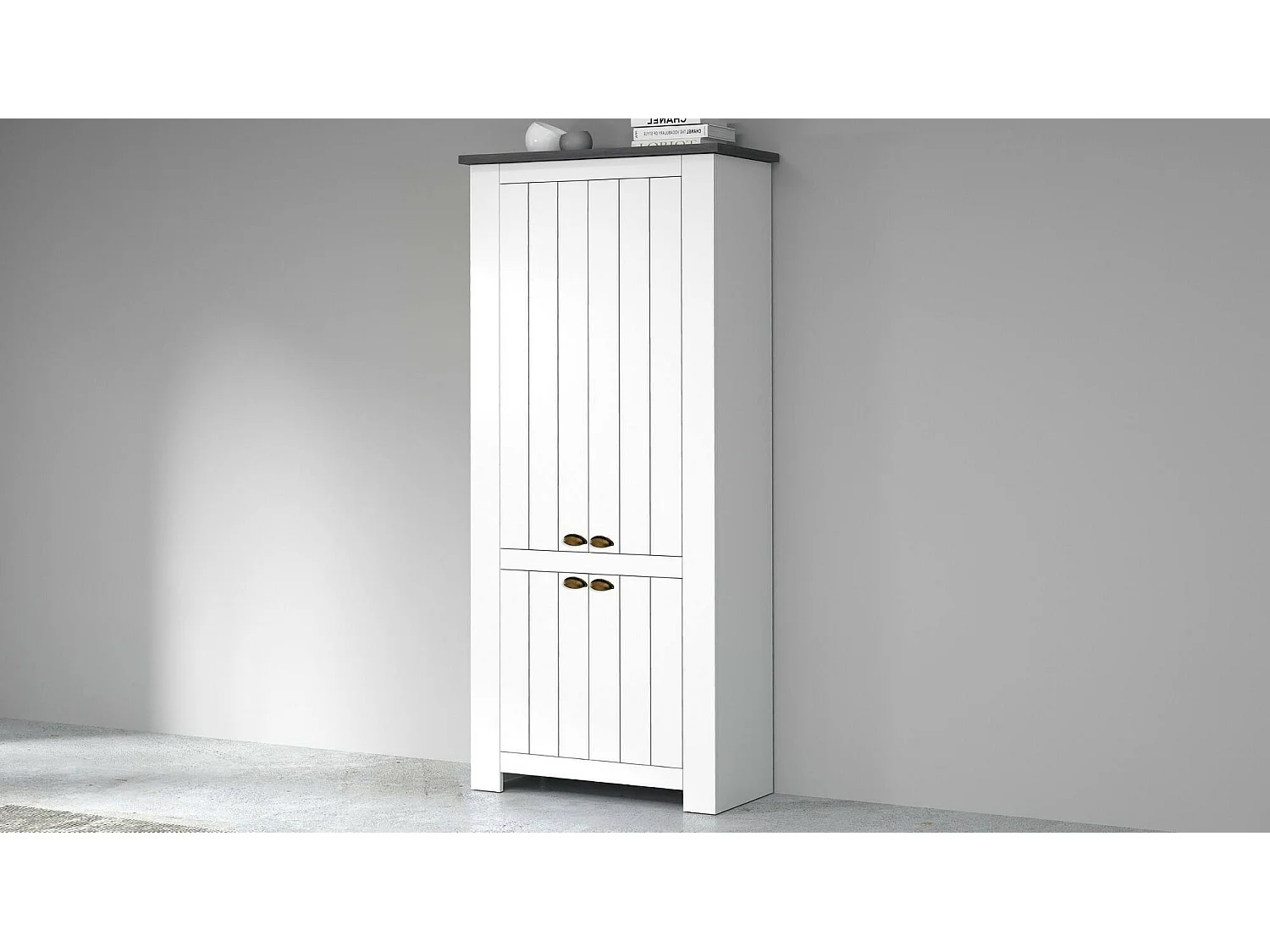 Zapatero Dcicerell, zapatero con 4 puertas que ahorra espacio, armario de entrada multifuncional, 84x42h200 cm, Blanco y Antracita