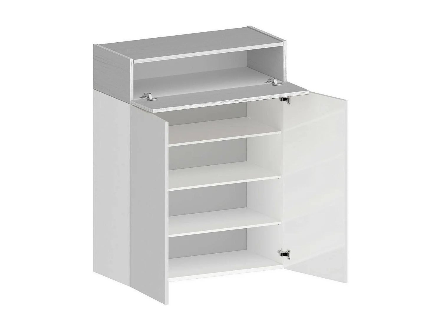 Étagère à chaussures Oliviero, meuble à chaussures peu encombrant à 3 portes, armoire d'entrée multifonctionnelle, 76x38h100 cm, effet mélèze blanc