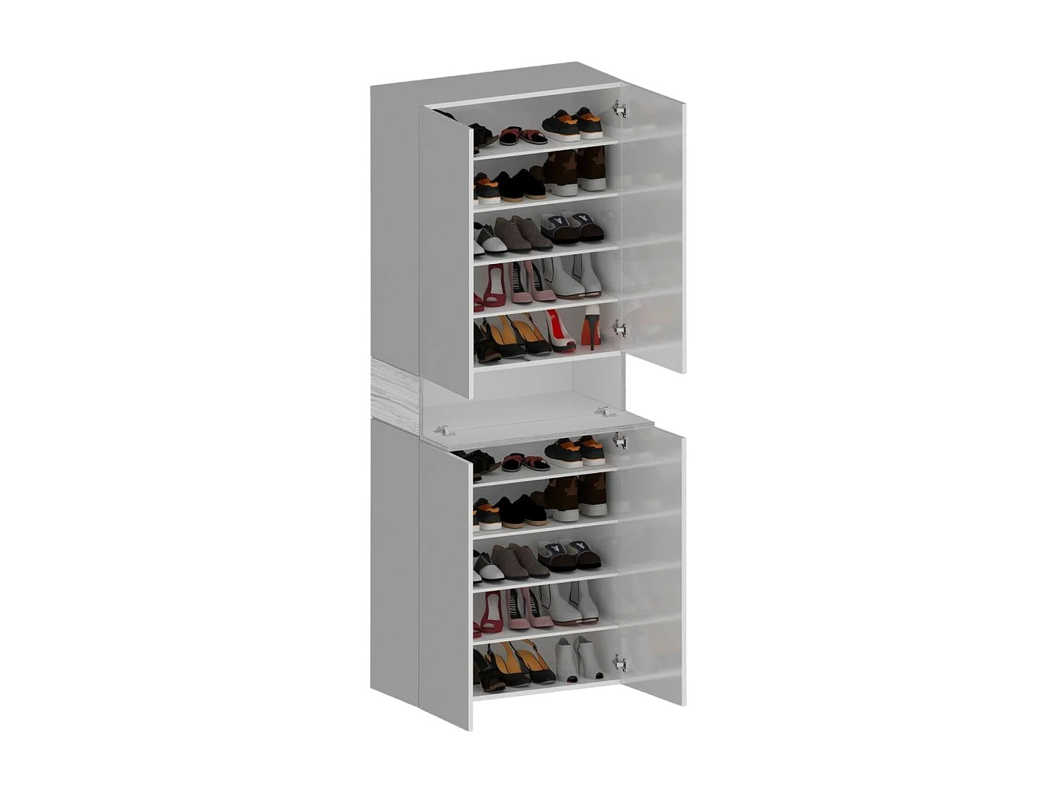 Sapateira Dcandelar, PoRta sapatos de poupança de espaço com 5 portas, armário de entrada multifunções, 76x38h200 cm, efeito larício branco